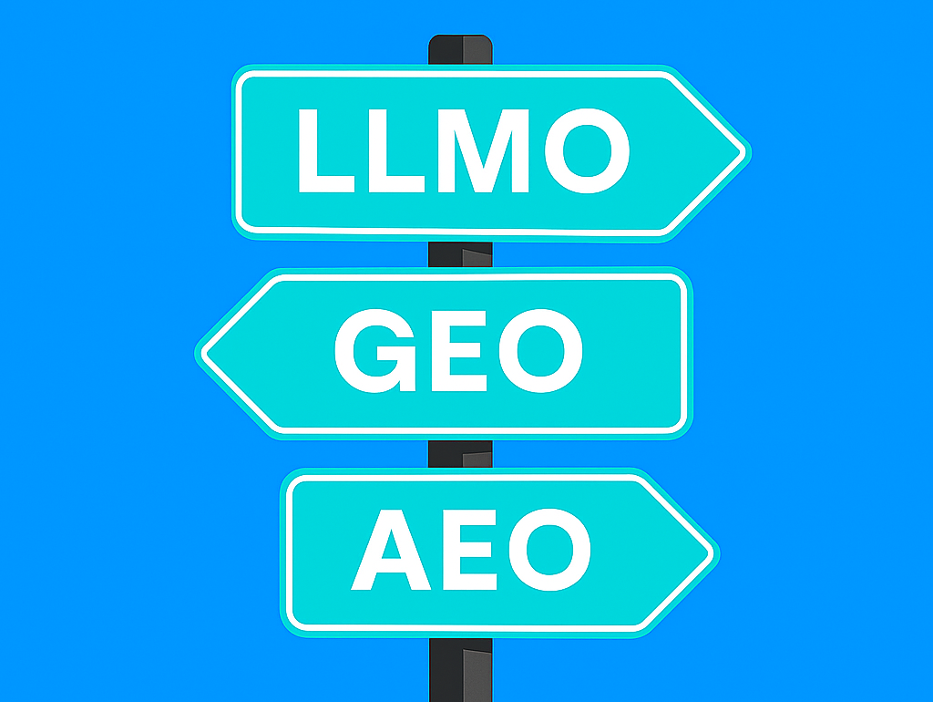 Schild mit AEO/GEO/LLMO